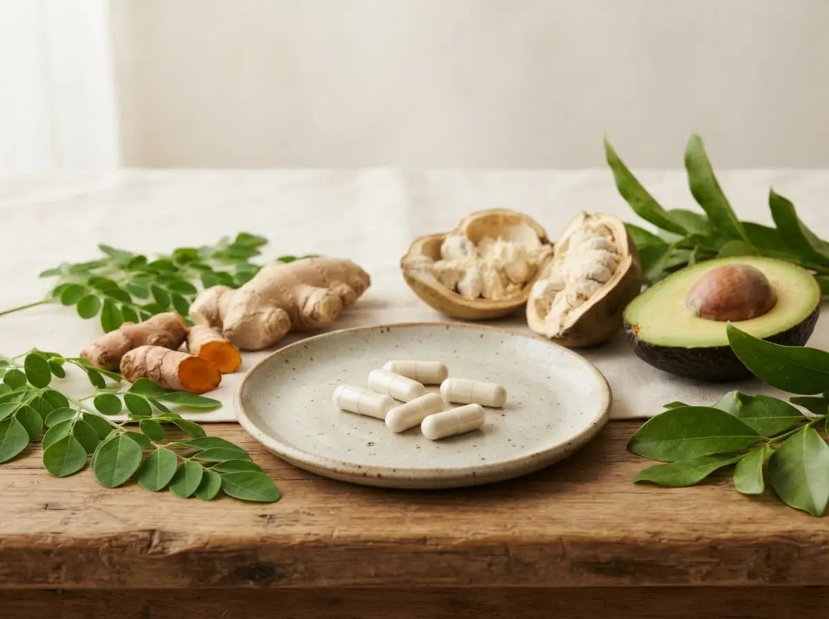 Natural supplement ingredients including seeds, roots and herbs