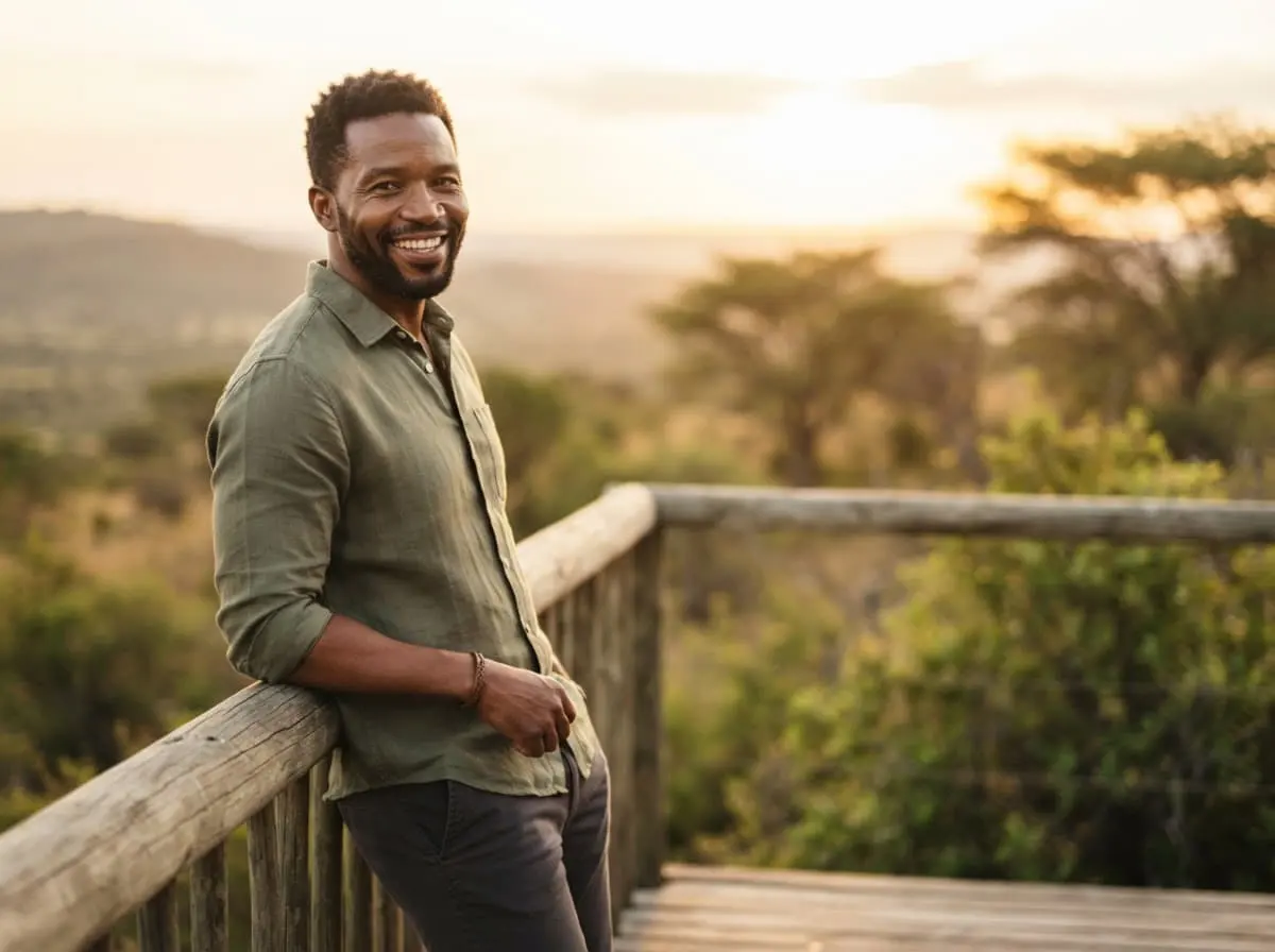 BioMedic Africa : homme de quarante ans souriant, accoudé à une rambarde, un quotidien actif