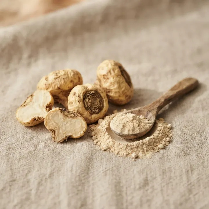 Maca roots and maca powder