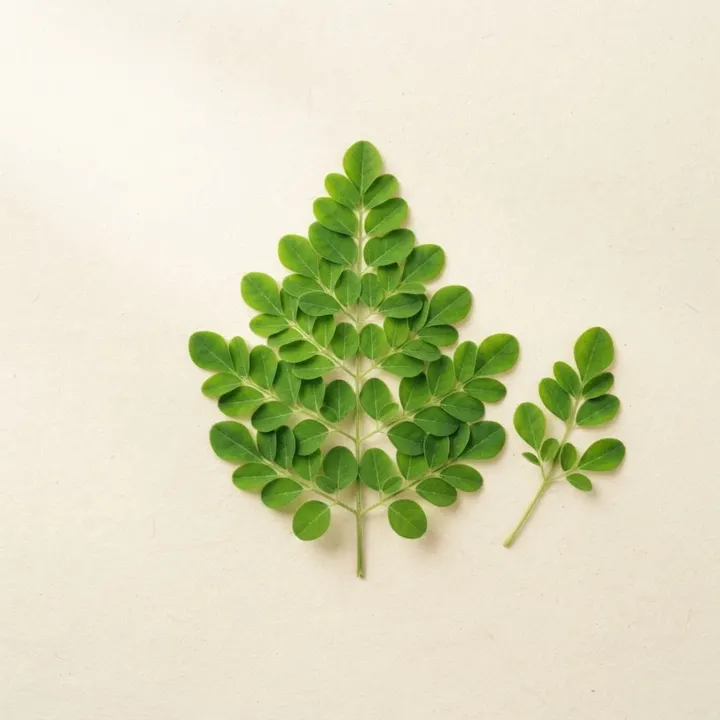Fresh moringa leaves and dried moringa powder