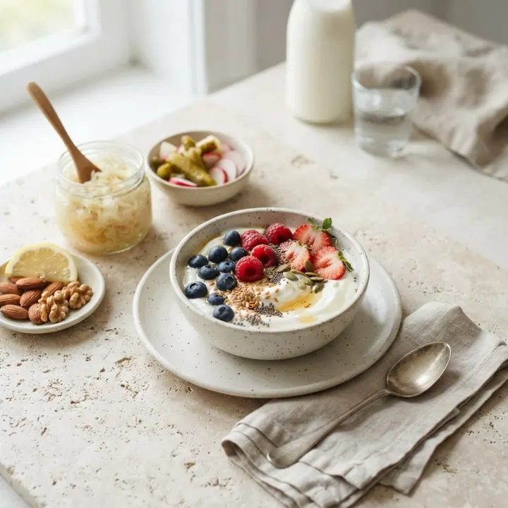 Probiotic capsules and fermented foods