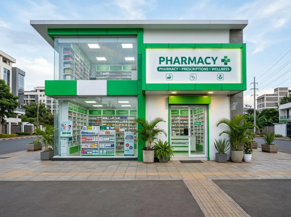 Pharmacy storefront in Nairobi, Kenya