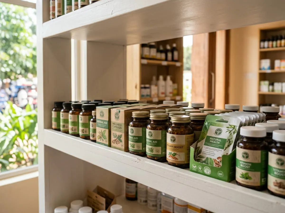 Supplement products side by side on a retail display