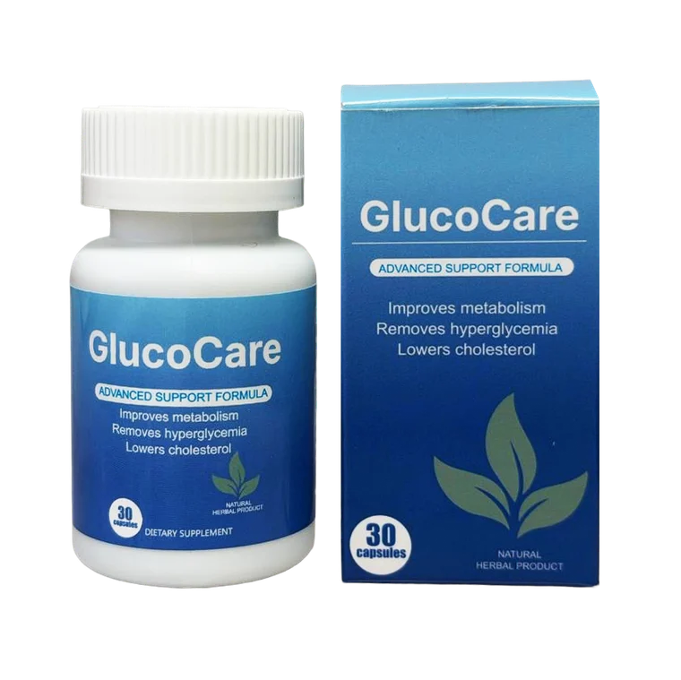 GlucoCare capsules bottle and carton