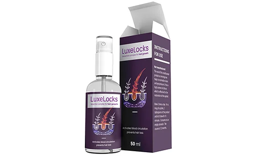 LuxeLocks, spray de soin capillaire, flacon et boîte