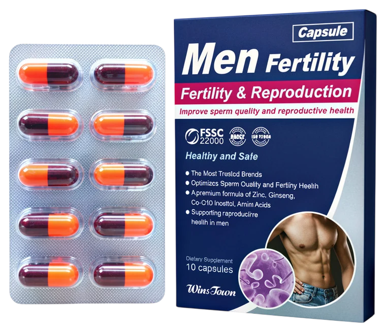 Men Fertility, capsules pour la vitalité masculine, boîte et plaquette