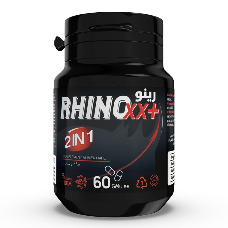Rhino, complément alimentaire pour homme en gélules, boîte de 60