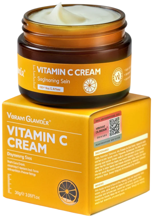 Vibrant Glamour, crème visage à la vitamine C et à l’huile d’argan, pot