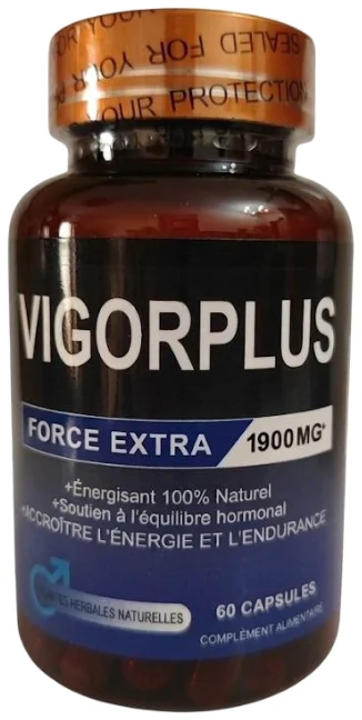 VigorPlus, gélules à la maca et au ginseng pour la vitalité masculine, boîte
